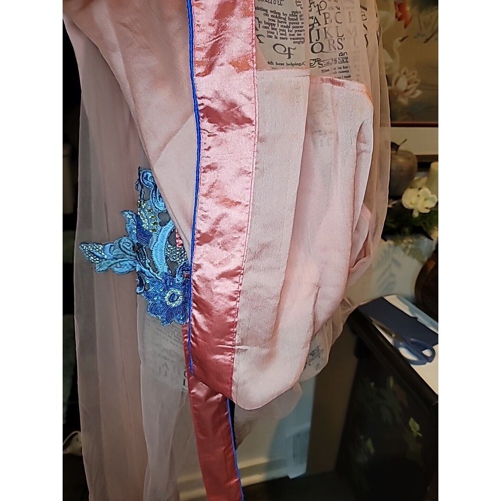 Vintage Heavy Bridal Dupatta Peach Long Hijab‎ Embroidered Veil - Picture 8 of 10